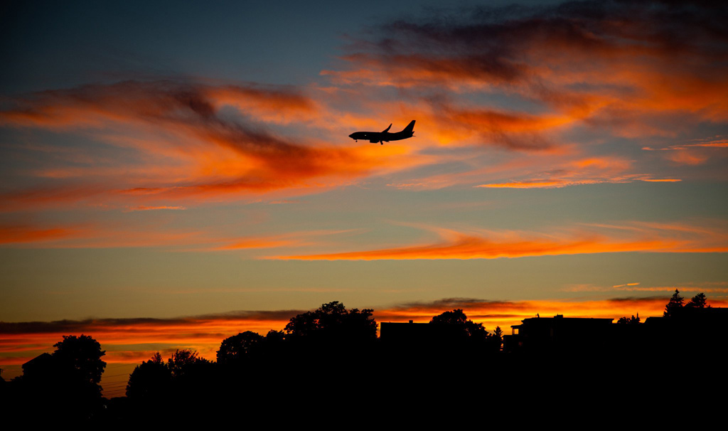 Plane at sunset over Winthrop