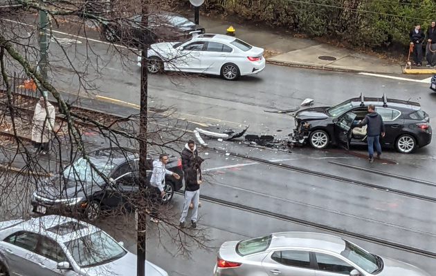 Two-car crash on the Green Line