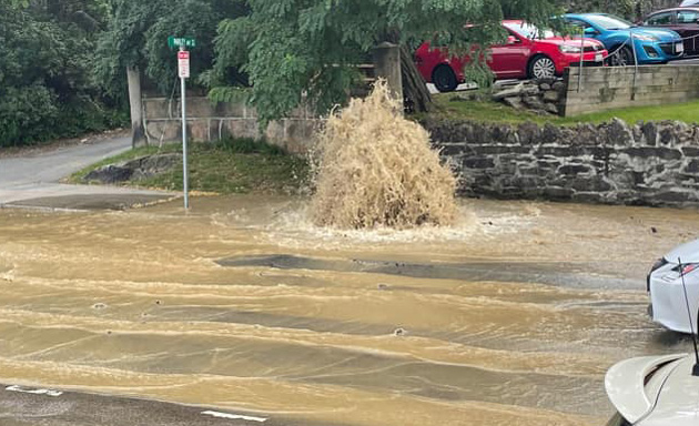 Hydrant becomes geyser in Jamaica Plain