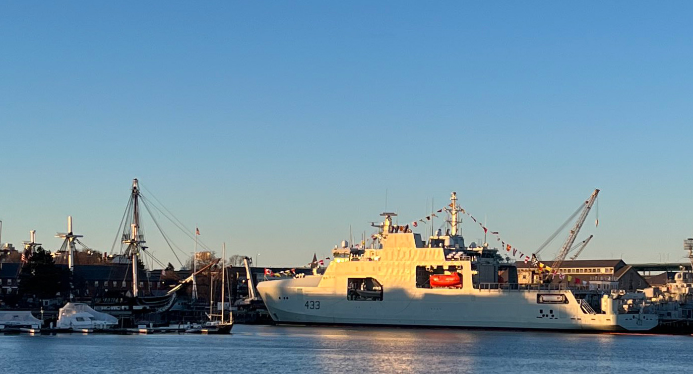 HMCS William Hall docked next to the USS Constitution