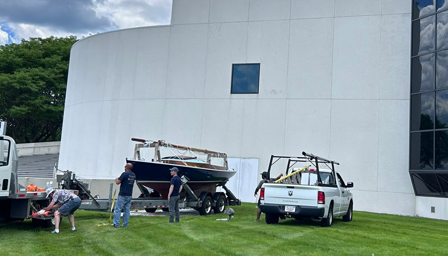 JFK's Victura being unloaded at the JFK Library