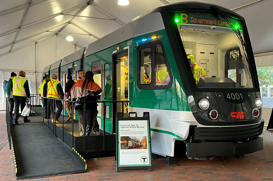 New Green Line mock-up on City Hall Plaza