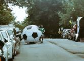 Big soccer ball in the South End