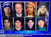 Eight reporters in the snow