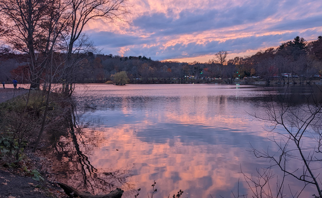 Sunset over Jamaica Pond