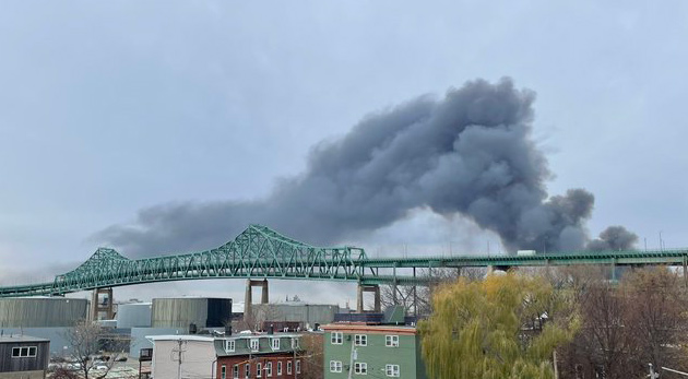 Smoke over the Tobin Bridge.