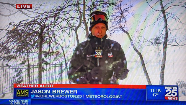 Weatherman tries to make a snowball on Boston 25